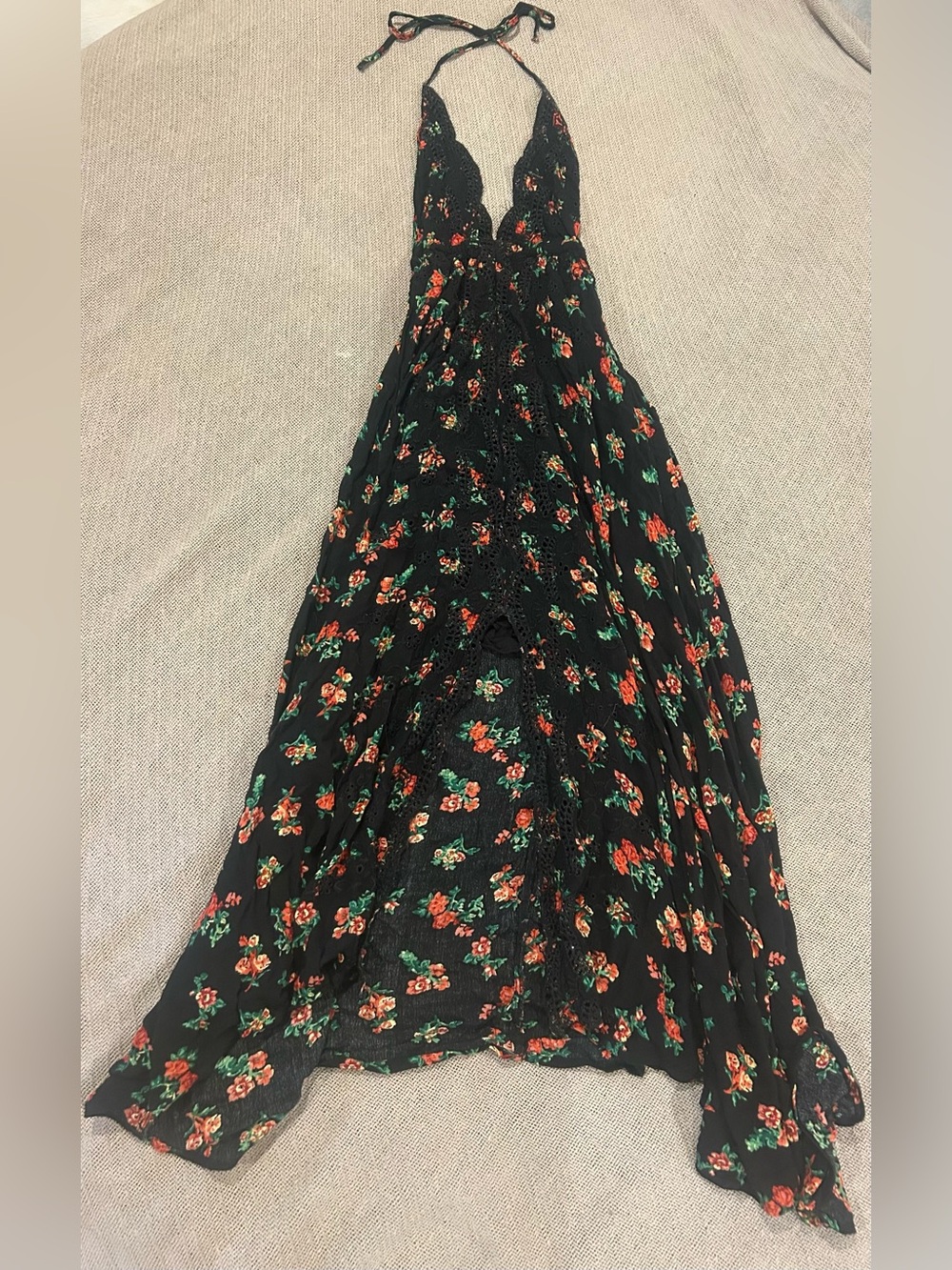 Free People Black Floral Backless Halter Maxi Dress - Picture 8 of 13